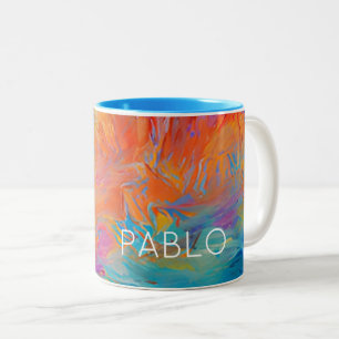 Tasse 2 Couleurs Abstrait coloré Art moderne peinture NOM Fun