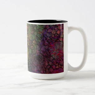 Tasse 2 Couleurs Abstrait Coloré avec Cercles Noirs et Grungy