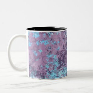 Tasse 2 Couleurs Abstrait Marbre Bleu, Rose et Violet