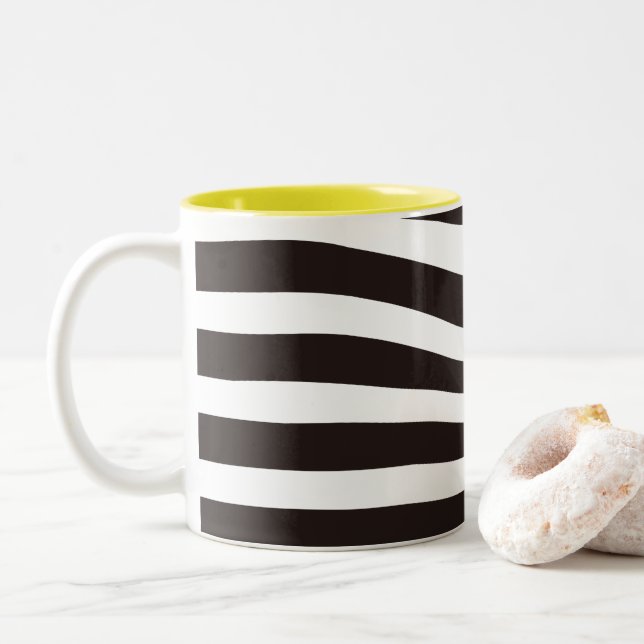 Tasse 2 Couleurs abstrait motif à ondes rétro à deux tons (Avec donut)