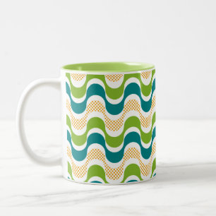 Tasse 2 Couleurs abstrait motif à ondes rétro à deux tons