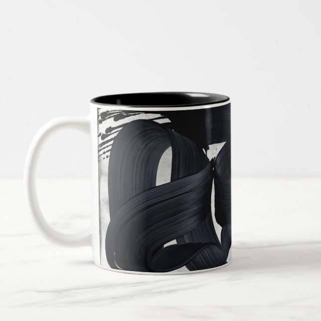 Tasse 2 Couleurs Abstrait Pinceau Noir Monochrome  (Gauche)