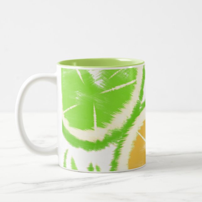 Tasse 2 Couleurs Abstrait Pop Tie Dye Citron Vert (Gauche)