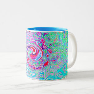 Tasse 2 Couleurs Abstrait Rétro Groovy Rose et Tourbillon Vert