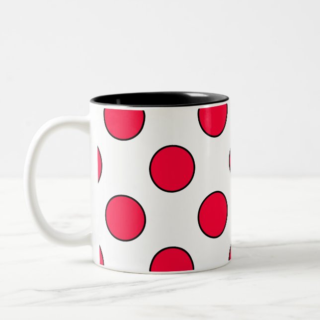 Tasse 2 Couleurs Abstrait simple élégant rouge pois blancs cercle (Gauche)