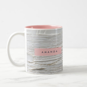 Tasse 2 Couleurs Abstrait texturé blanc minimal personnalisé