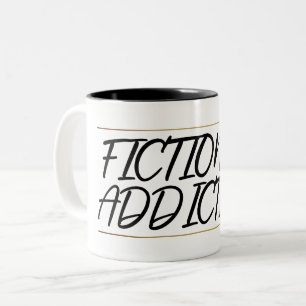 Tasse 2 Couleurs Accro à la fiction moderne Typographie Or Noir