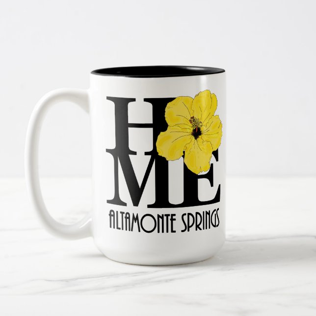 Tasse 2 Couleurs ACCUEIL Altamonte Springs Hibiscus jaune 15oz (Gauche)