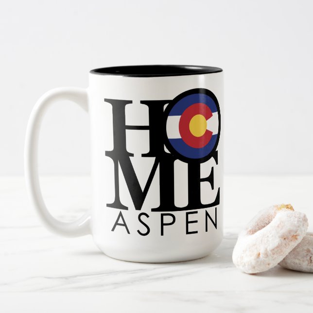 Tasse 2 Couleurs ACCUEIL Aspen Colorado 15oz (Avec donut)
