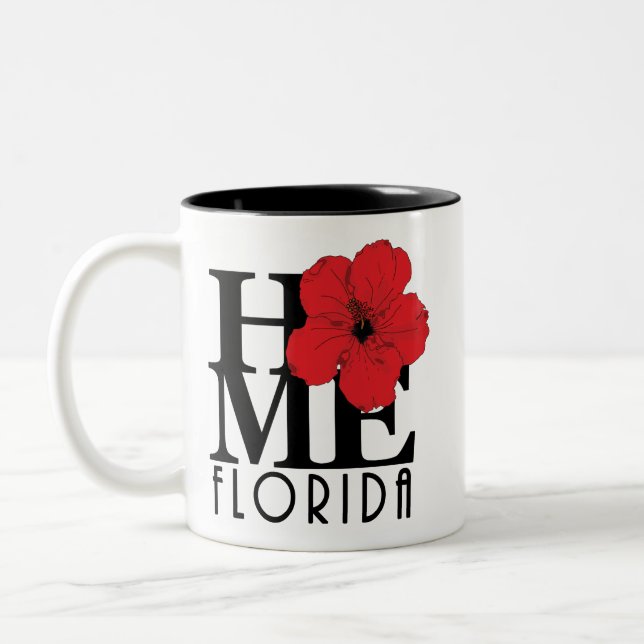 Tasse 2 Couleurs ACCUEIL Floride 11oz Hibiscus rouge (Gauche)