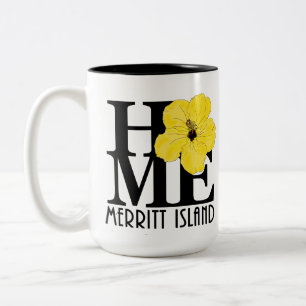 Tasse 2 Couleurs ACCUEIL Île Merritt hibiscus jaune 15oz