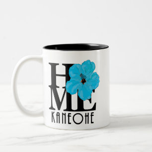 Tasse 2 Couleurs ACCUEIL Kaneohe Hawaii Hibiscus bleu 11oz