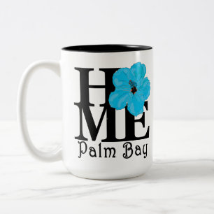 Tasse 2 Couleurs Accueil Palm Bay Blue Hibiscus 15 oz
