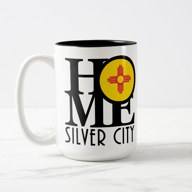Tasse 2 Couleurs ACCUEIL Silver City Nouveau-Mexique 15oz (Gauche)