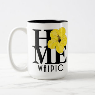 Tasse 2 Couleurs ACCUEIL Waipio Hawaii Hibiscus jaune 15oz