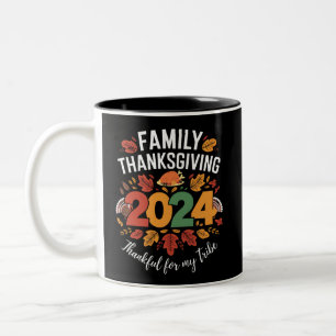 Tasse 2 Couleurs Action de grâce en famille 2024 Merci pour ma trib