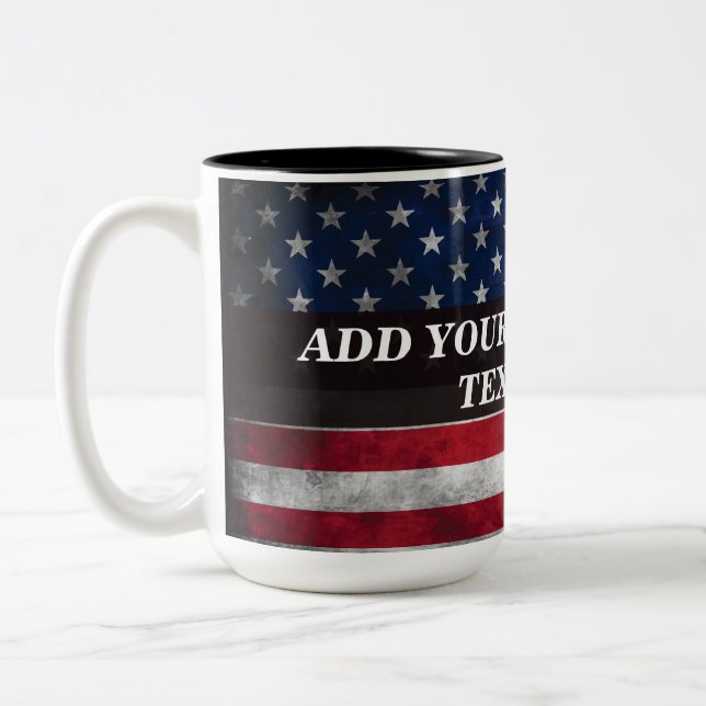 Tasse 2 Couleurs Add your text on American flag  (Gauche)