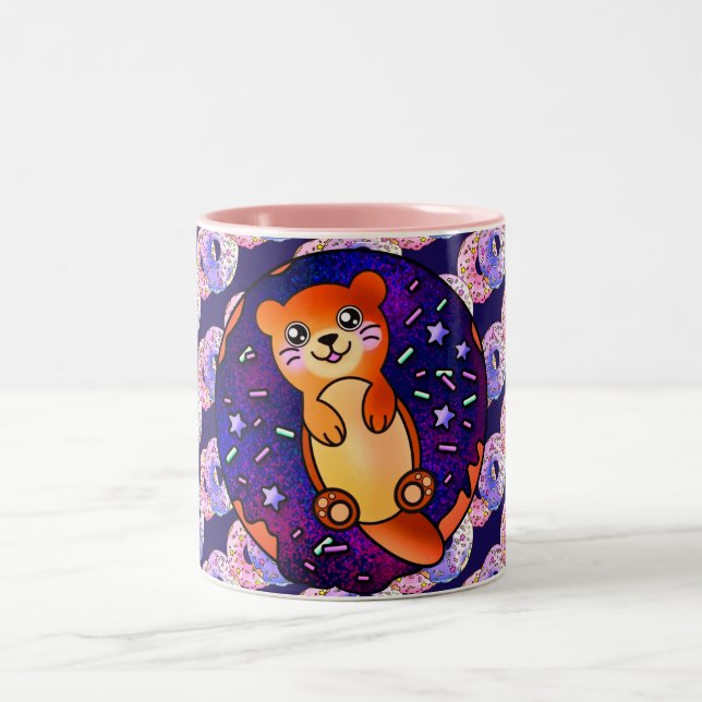 Tasse 2 Couleurs Adorable Baby Otter sur Donut galaxy (Centre)