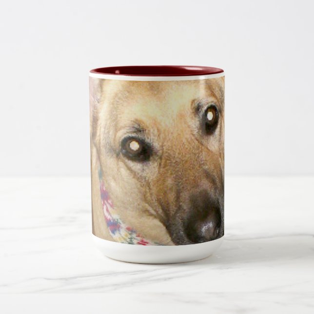 Tasse 2 Couleurs Adorable berger allemand noir Tan noir visage gros (Centre)