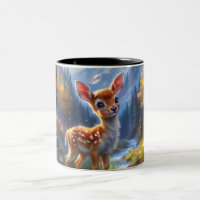 Adorable Cerf de Bébé dans une forêt enchantée