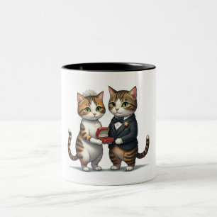 Tasse 2 Couleurs Adorable Chats nouvellement mariés