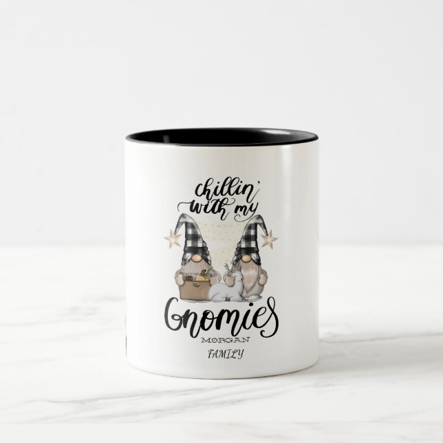 Tasse 2 Couleurs Adorable mignonne Gnomes Black Buffalo Plaid (Centre)