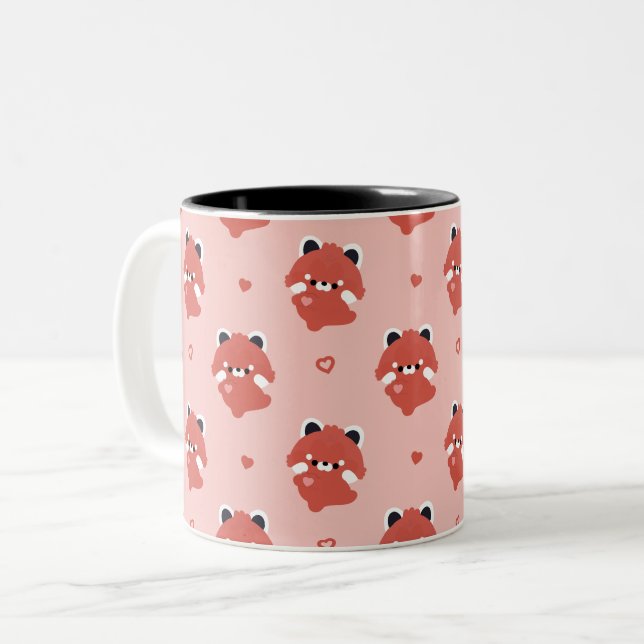 Tasse 2 Couleurs Adorable Panda Roux d'Amour (Devant gauche)
