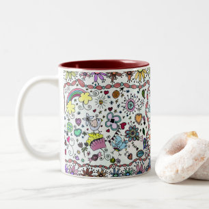 Tasse 2 Couleurs Adorables Joyeux Joy Joy Doodles