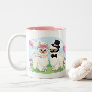 Tasse 2 Couleurs Adorables Llama Rose Couple Mariage