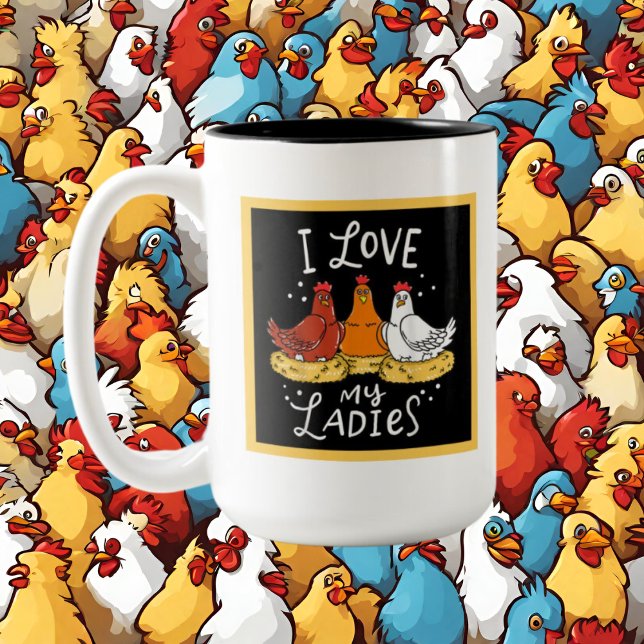 Tasse 2 Couleurs adorateurs de poulet mignon ajouter monogramme (Créateur téléchargé)