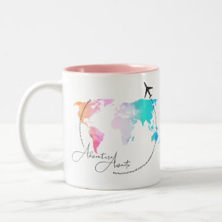 Tasse 2 Couleurs Adventure Await| Cadeaux de voyage| Agent de bord