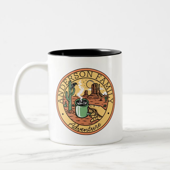 Tasse 2 Couleurs Adventure Custom Family Monogram Café (Gauche)