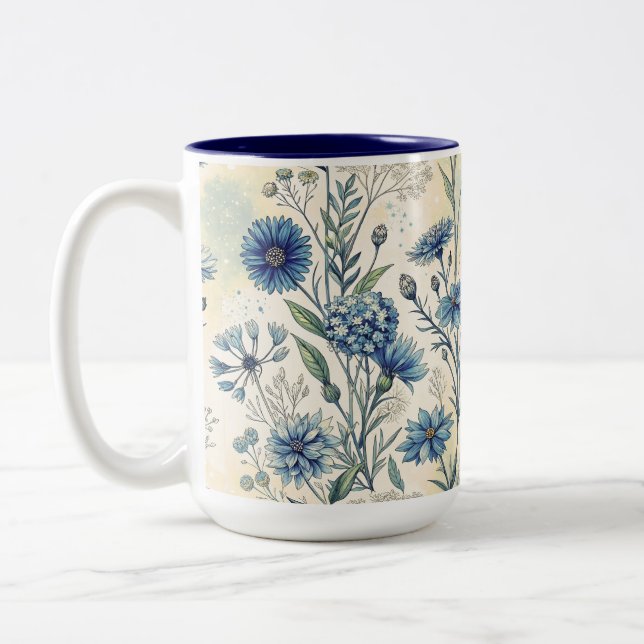 Tasse 2 Couleurs Aesthetic Blue Wildflowers (Gauche)