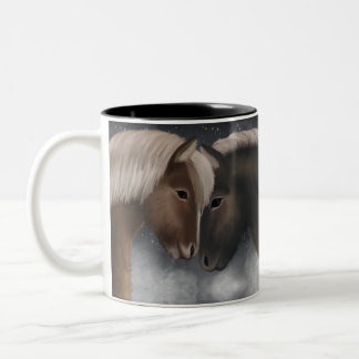 Tasse 2 Couleurs Affection arctique : Chevaux islandais en Embrac n