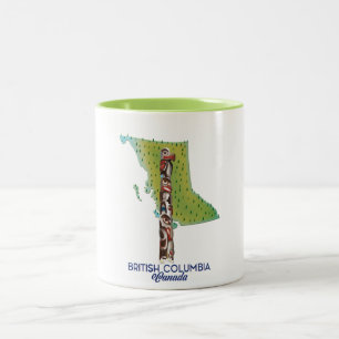 Tasse 2 Couleurs Affiche de carte de la Colombie-Britannique Canada
