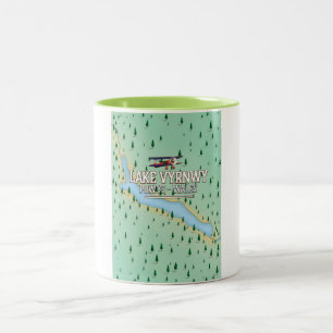 Tasse 2 Couleurs Affiche de carte du lac Vyrnwy Pays de Galles
