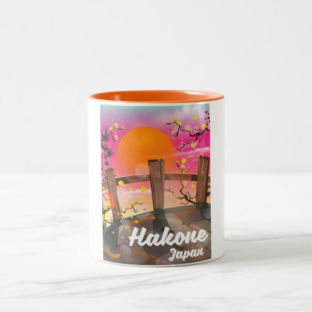 Tasse 2 Couleurs Affiche de fleurs de Hakone Japon. (Centre)