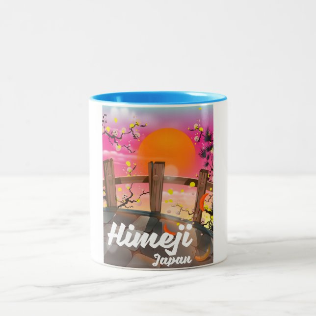 Tasse 2 Couleurs Affiche de fleurs de Himeji Japon. (Centre)
