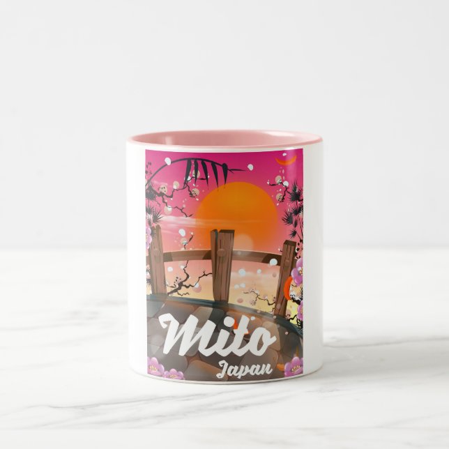 Tasse 2 Couleurs Affiche de fleurs de Mito Japon. (Centre)