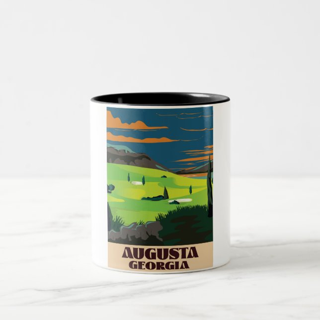 Tasse 2 Couleurs Affiche de golf d'Augusta Géorgie (Centre)