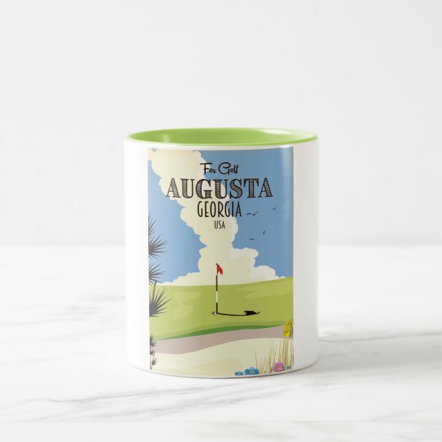 Tasse 2 Couleurs Affiche de golf d'Augusta Géorgie (Centre)