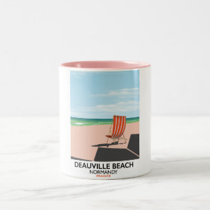 Tasse 2 Couleurs Affiche de la plage de Deauville en bord de mer.