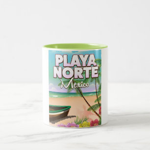 Tasse 2 Couleurs Affiche de la plage mexicaine Playa Norte