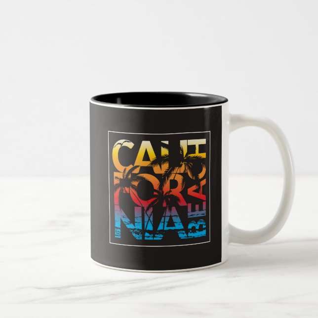 Tasse 2 Couleurs Affiche de plage de la Californie (Droit)