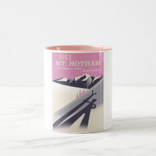 Tasse 2 Couleurs Affiche de ski des Alpes victoriennes, Mt. Hotham.