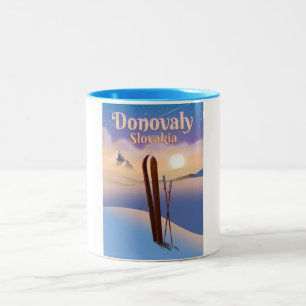 Tasse 2 Couleurs Affiche de ski Donovaly Slovaquie.