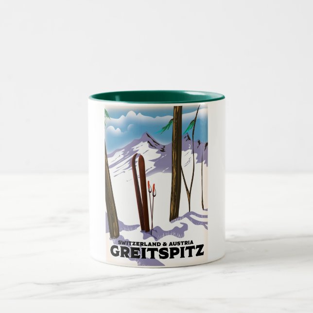 Tasse 2 Couleurs Affiche de ski Greitspitz Suisse & Autriche (Centre)