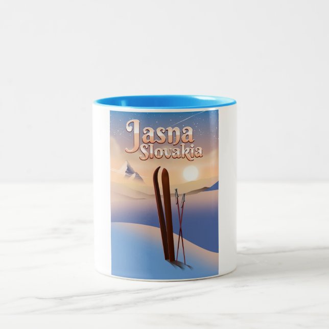 Tasse 2 Couleurs Affiche de ski Jasna, Slovaquie. (Centre)