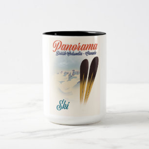 Tasse 2 Couleurs Affiche de ski Panorama Colombie-Britannique Canad