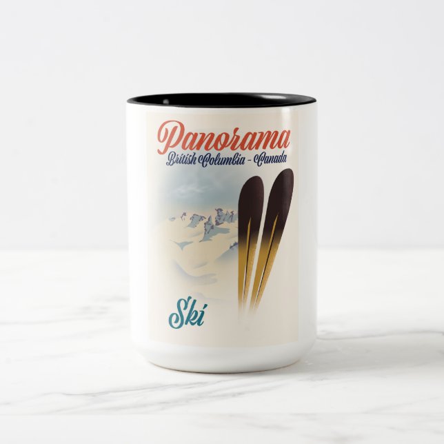 Tasse 2 Couleurs Affiche de ski Panorama Colombie-Britannique Canad (Centre)